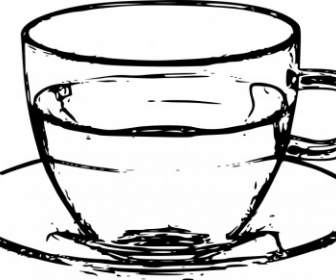 Glass Cup With Saucer Line Art