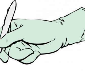 Gloved Hand With Scalpel Clip Art
