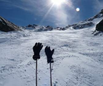 Inverno De Bastões De Esqui De Luvas
