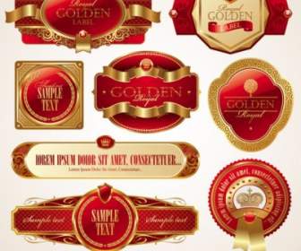 Vector De Etiqueta De Caja De Oro Rojo
