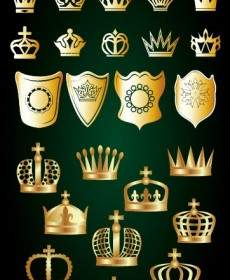 金の王冠と盾のベクトル