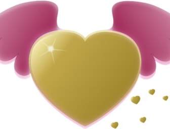 Gold Heart With Pink Wings Clip Art