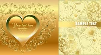 Gold Heartshaped Vector Background