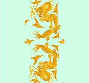 Golden Dragon Chinese Classical Pattern Vector And Clouds
