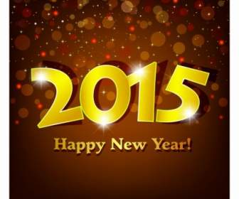 Golden Happy New Year With Sparking Spot Lights Background