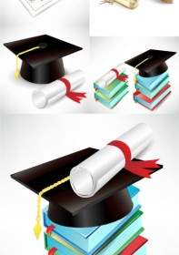 畢業帽和文憑向量