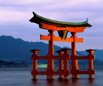 Mondo Di Grande Cancello Itsukushima Sacrario Sfondi Giappone