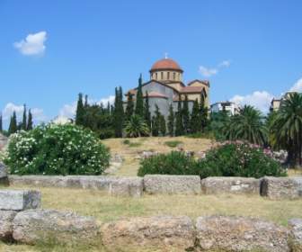 Griechenland Kirche Garten