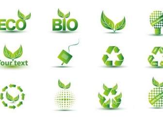 Zestaw Ikon Zielony Eco