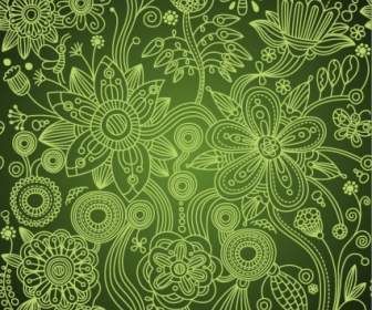 緑の花のシームレスな背景のベクトル図