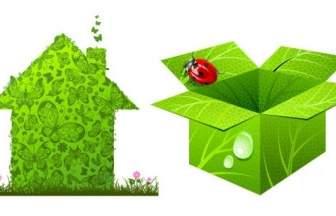 Green House And Box Vector