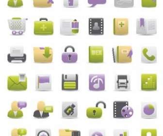 Зеленый пурпурный Web Icon Set Icon Векторный веб