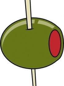 Green Olive On A Toothpick Clip Art