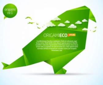 Vettore Animali Origami Verde