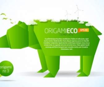 Green Origami Animals Vector