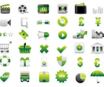 Green Shopping Website Decoration Icon Vector