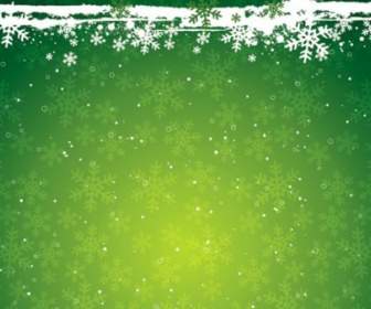 Kepingan Salju Hijau Bahan Latar Belakang Vektor Tema Natal