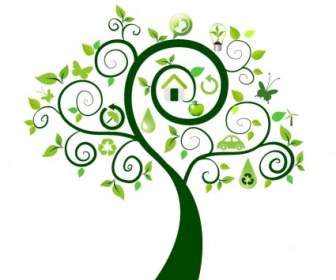 Grüner Baum Mit Ökologie-Ikonen