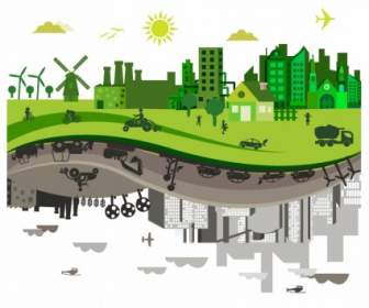 녹색 대 오염 된 도시