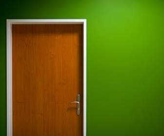 الجدران الخضراء والأبواب للصورة