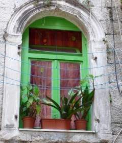 Green Window In Split Croatia