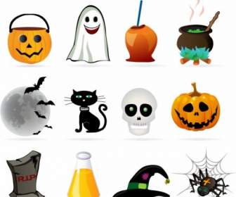 Set Di Icone Di Halloween Disegno Elemento
