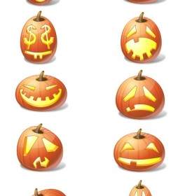 Pack De Iconos De Emoticonos De Calabaza De Halloween