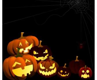 Halloween Pumpkins And Spider Web