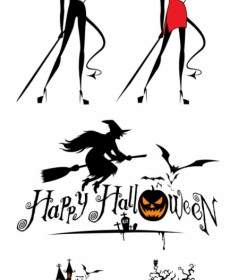 Halloween Witch And Graphics Vector