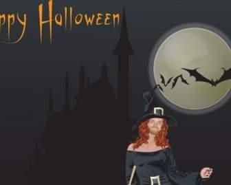 Halloween Penyihir Vektor Gratis