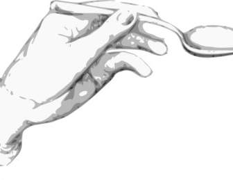 Hand Holding A Spoon Clip Art