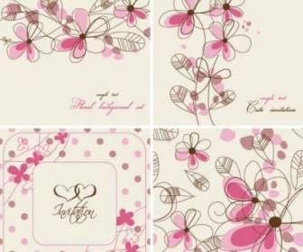 Hand Painted Flowers Card Background