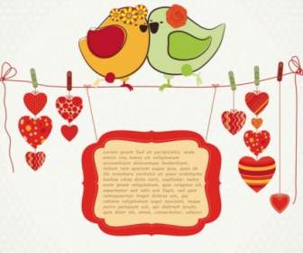 Pássaros Do Amor Handdrawn Ilustração Vetorial