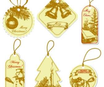 Handdrawn Style Vector Label Tag Christmas