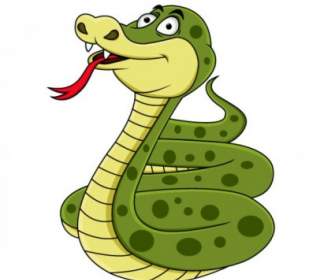 手塗りの漫画のヘビのベクトル