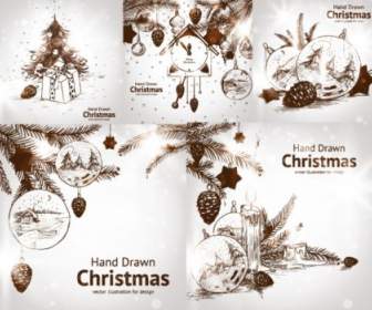 вектор стиль Handpainted рождественские украшения