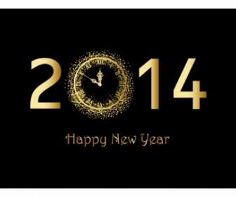 Happy New Year Background With Gold Clock