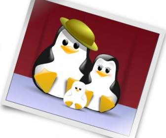 Happy Penguins Family Photo Clip Art