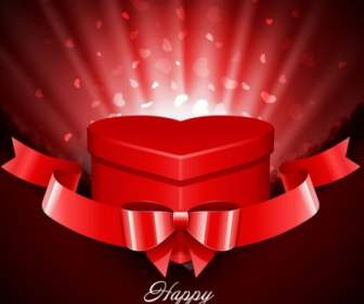 Cadeau Coeur Présent Avec Coeurs Mouche Valentine S Day Fond