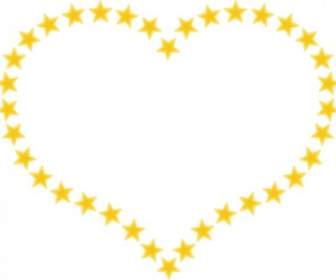 Herzförmige Grenze Mit Gelben Sternen ClipArt