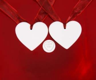 Hearts On Red Background