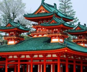 Heian Santuario Mundial De Japón Kyoto Japón Wallpaper