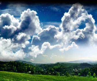 Hilltop View Wallpaper Photo Manipulated Nature