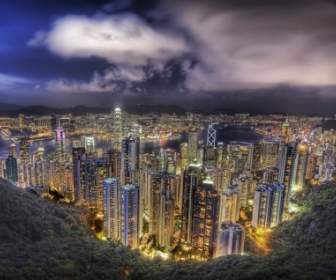 Hong Kong Bei Nacht Tapete China World