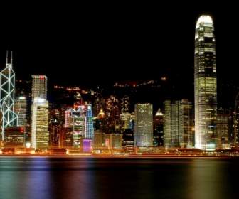 홍콩 밤 벽지 시티 월드