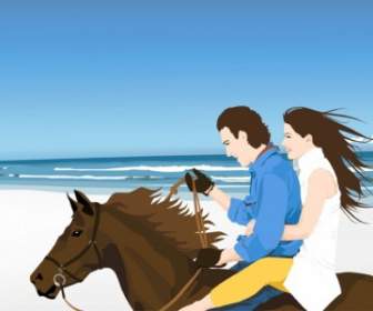 Cavalieri A Cavallo Sulla Spiaggia