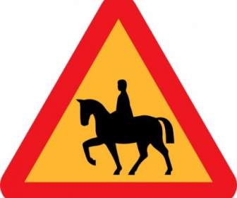 Cheval Cavaliers Route Signe Clipart