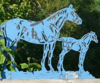 Horses Blue Metal