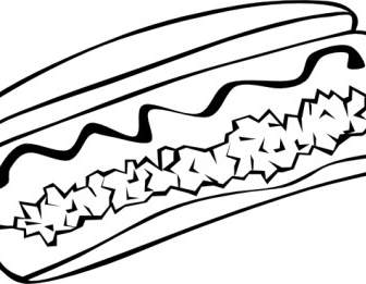 Hot Dog B And W Clip Art