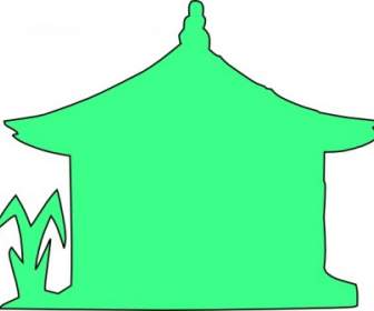 House With Plants Outline Clip Art